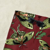 水彩蝶とラベンダー花ヨガマット ビーチタオル (インサイチュ)