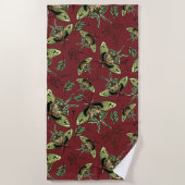 水彩蝶とラベンダー花ヨガマット ビーチタオル (正面)