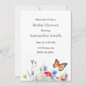 水彩蝶とワイルドフラワーのブライダルシャワー 招待状 (正面)