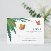 水彩蝶と緑の葉 出欠カード (スタンド正面)