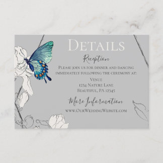 水彩蝶と花の幾何学的なウェディング エンクロージャーカード