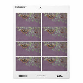 水彩蝶と花モダン柄 ラベル (フルシート)