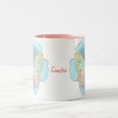 水彩蝶と花 ツートーンマグカップ (中央)