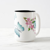 水彩蝶と花 ツートーンマグカップ (正面右)