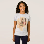 水彩蝶と花 Tシャツ (正面フル)