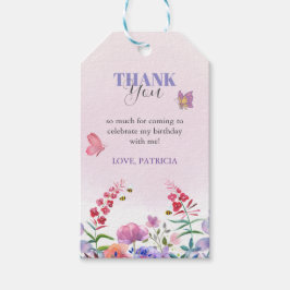 水彩蝶と蜂の紫の野の花ギフト ギフトタグ