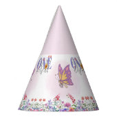 水彩蝶と蜂の紫の野花 パーティーハット (左)