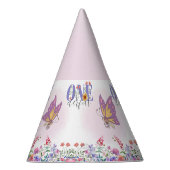 水彩蝶と蜂の紫の野花 パーティーハット (右)