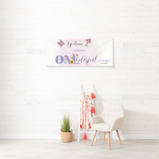 水彩蝶と蜂の赤ちゃんシャワーへようこそ 横断幕 (インサイチュ)