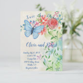 水彩蝶と赤ローズフラットカード (スタンド正面)