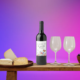 水彩蝶と野結婚花 ワインラベル