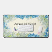 水彩蝶と青い花 デスクマット (キーボード&マウス)