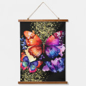 水彩蝶のカラフルグリッター 吊り下げ型タペストリー (正面)