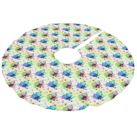 水彩蝶のツリースカート フェイクリネンツリースカート (アングル)