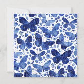 水彩蝶のブルー結婚式前祝賀会招待状 招待状 (裏面)