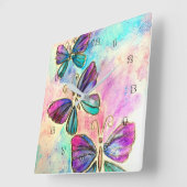 水彩蝶の壁時計 スクエア壁時計 (傾斜)