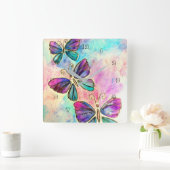 水彩蝶の壁時計 スクエア壁時計 (ホーム)