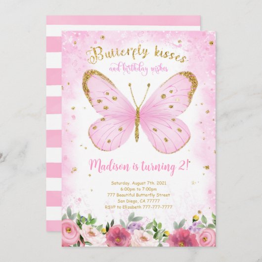 水彩蝶の招待状 招待状 (正面/裏面)