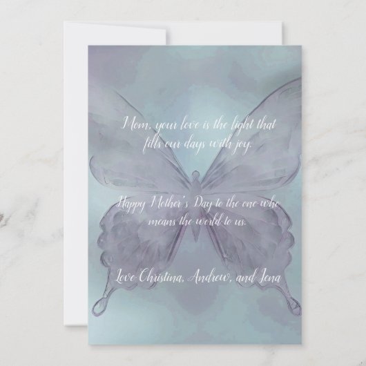 水彩蝶の母の日カード (裏面)