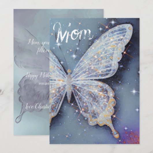 水彩蝶の母の日カード (正面/裏面)