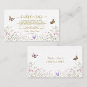 水彩蝶の花の本ベビー エンクロージャーカード (正面/裏面)