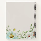 水彩蝶の花パーソナライズされた ノートブック (裏面)