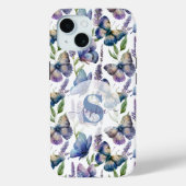水彩蝶の藤の花モノグラムの Case-Mate iPhoneケース (裏面)