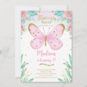 水彩蝶の誕生日招待状 招待状 (正面)