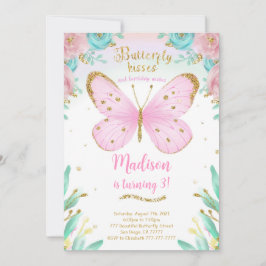 水彩蝶の誕生日招待状 招待状