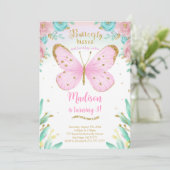 水彩蝶の誕生日招待状 招待状 (スタンド正面)