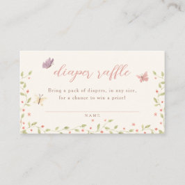 水彩蝶の赤ちゃんシャワーおむつラッフル エンクロージャーカード