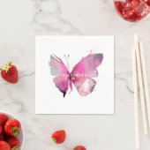 水彩蝶の赤ちゃんシャワーパーソナライズされた スタンダードカクテルナプキン (インサイチュ)