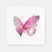 水彩蝶の赤ちゃんシャワーパーソナライズされた スタンダードカクテルナプキン (正面)
