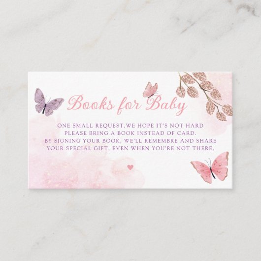 水彩蝶の赤ちゃんシャワーブックベビー エンクロージャーカード (正面)