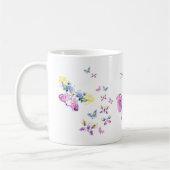 水彩蝶アートあなたの名前 コーヒーマグカップ (左)