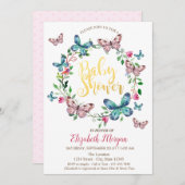 水彩蝶シャワー点々のある招待状 招待状 (正面/裏面)