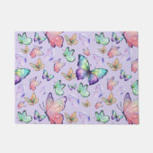 水彩蝶シームレスパターンパープル ドアマット (正面)
