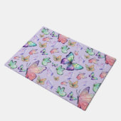 水彩蝶シームレスパターンパープル ドアマット (アングル)