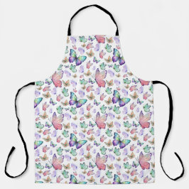 水彩蝶シームレスパターン エプロン