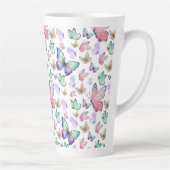 水彩蝶シームレスパターン カフェラテマグ (右)