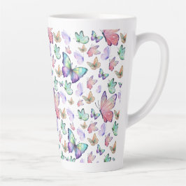 水彩蝶シームレスパターン カフェラテマグ