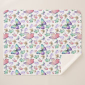 水彩蝶シームレスパターン シェルパブランケット (正面(横))