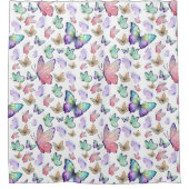 水彩蝶シームレスパターン シャワーカーテン (正面)