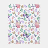 水彩蝶シームレスパターン フリースブランケット (正面)