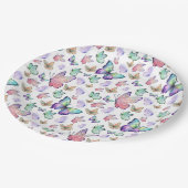 水彩蝶シームレスパターン ペーパープレート (アングル)