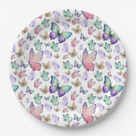 水彩蝶シームレスパターン ペーパープレート