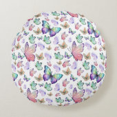 水彩蝶シームレスパターン ラウンドクッション (正面)