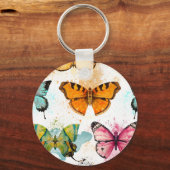水彩蝶シームレス繊細なパターン キーホルダー (正面)