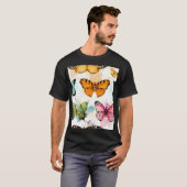 水彩蝶シームレス繊細なパターン Tシャツ (正面フル)