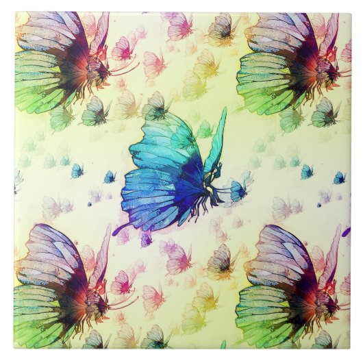 水彩蝶タイル タイル (正面)